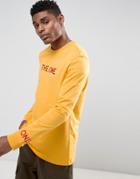 Asos Relaxed Long Sleeve T-shirt With Chest & Sleeve Embroidery - Yellow