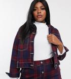 Simply Be Two-piece Denim Jacket In Check Print-multi