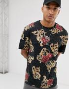 Siksilk X Dani Alves Oversized T-shirt In Black With Chain Print