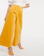 Asos Design Uber Wide Leg Culotte In Velvet-orange