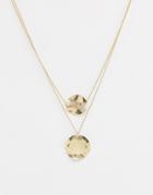 Nylon Double Layered Hammered Disc Necklace - Gold