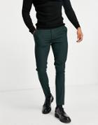 Asos Design Skinny Smart Trousers In Forest Green