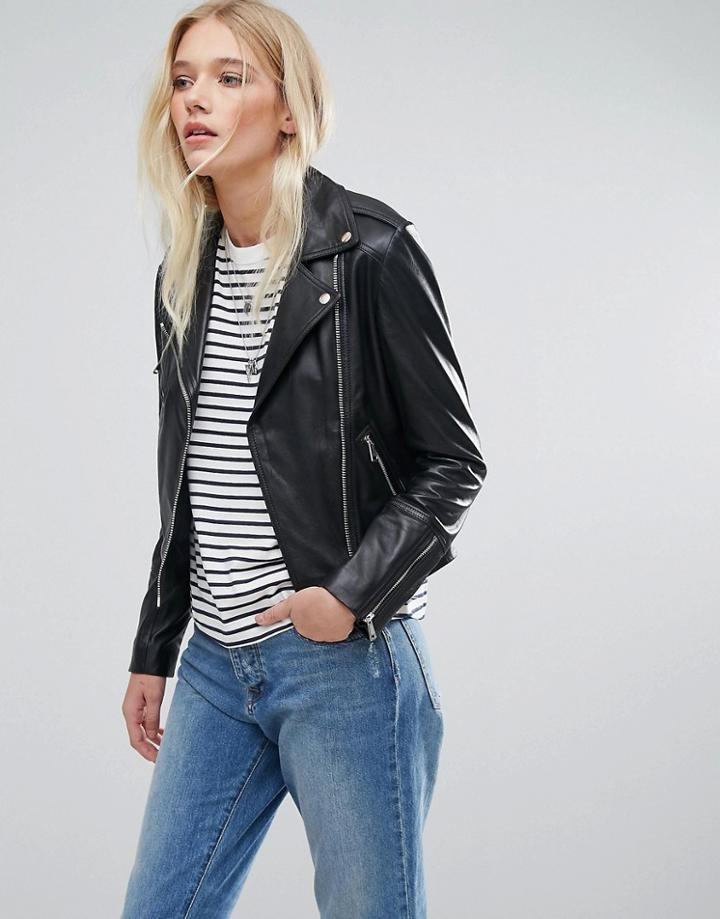 Lab Leather Biker Jacket - Black