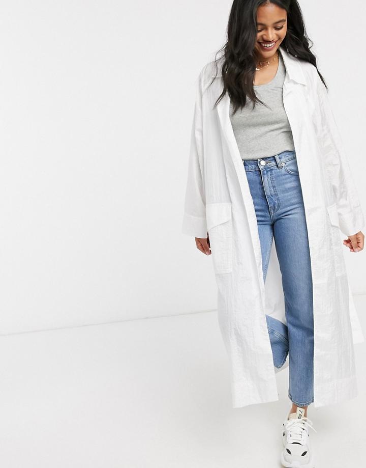 Asos Design Taffeta Trench Coat In White