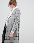 New Look Grid Check Coat - Gray