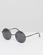 Asos Metal Round Sunglasses In Navy Blue - Blue