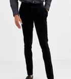 Asos Design Tall Super Skinny Smart Pants In Pleated Velvet In Black
