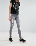Cheap Monday Slim Destroyed Thighs Jeans - Gray