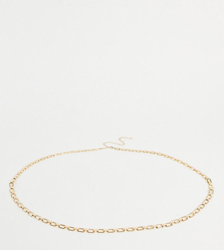 Asos Design Curve Square Chain Waist And Hip Belt In Gold