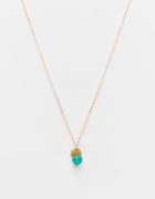 Mirabelle Turquoise Necklace On 45cm Gold Plated Chain - Gold