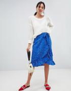 Vero Moda Aware Animal Print Wrap Skirt - Blue