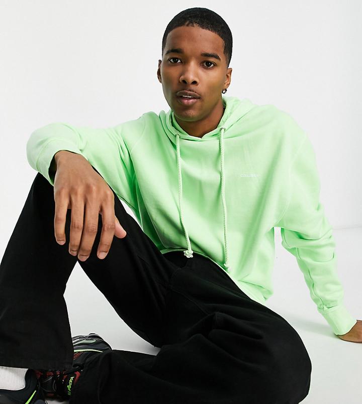 Collusion Acid Wash Logo Hoodie In Neon Green - Part Of A Set