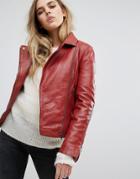 Muubaa Chello Leather Biker Jacket - Red