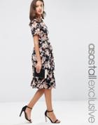 Asos Tall Tea Dress In Floral Print - Multi