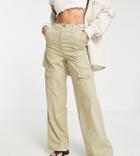 Topshop Tall High Waisted Cargo Pants With Utility Pockets In Sage - Part Of A Set-green