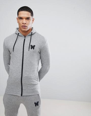 Good For Nothing Muscle Butterfly Hoodie In Gray - Gray