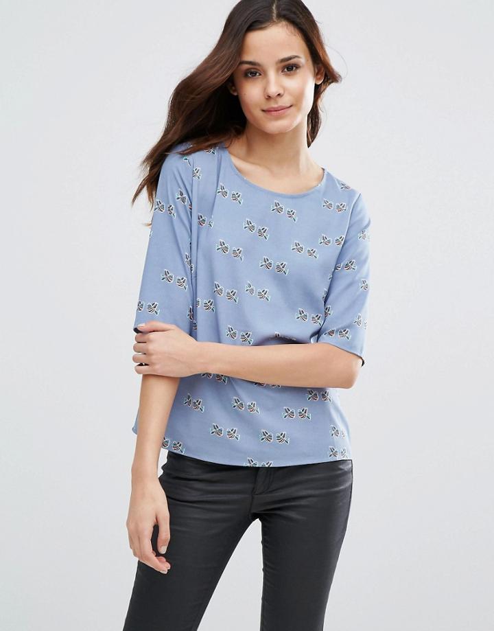 Sugarhill Boutique Alexa Folk Bird Top - Blue