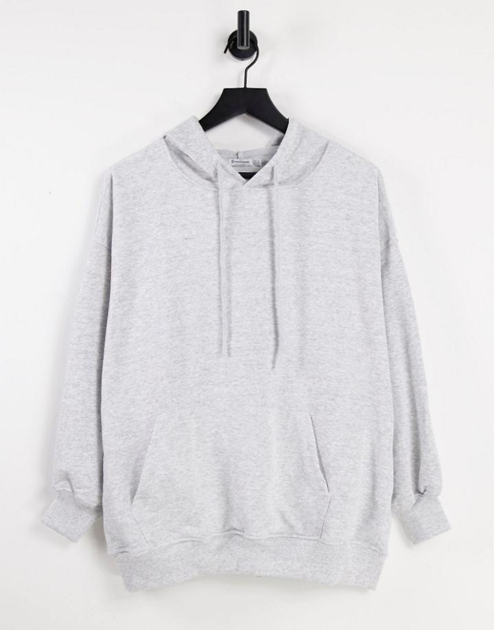 Stradivarius Oversized Hoodie In Gray Heather-grey