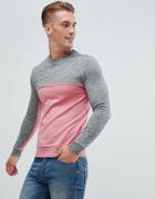 Asos Design Muscle Sweatshirt With Color Blocking - Pink