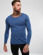 Asos Long Sleeve T-shirt With Scoop Neck - Navy