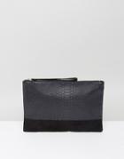 Miss Kg Thea Black And Pewter Clutch With Wristlet - Black