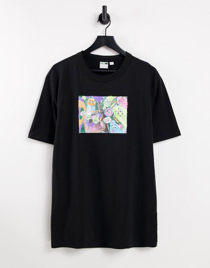 Puma Downtown T-shirt With Graphic Print In Black