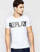 Replay T-shirt Crew Neck Logo Print In White - White