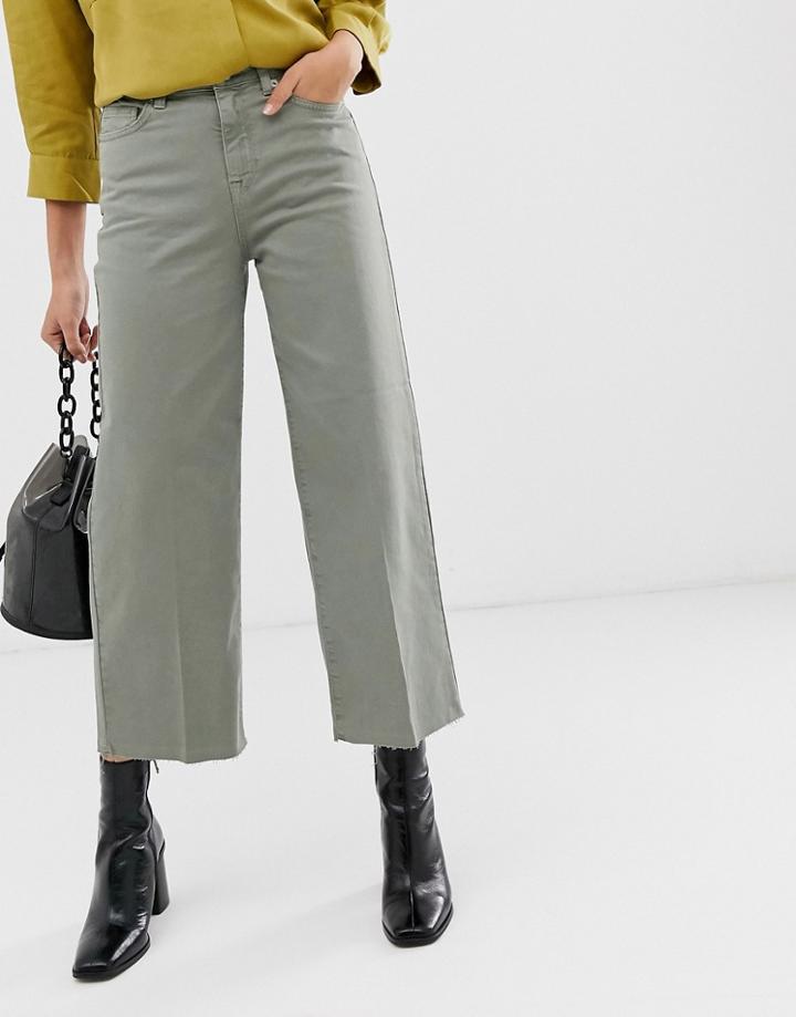 Selected Femme Cropped Wide Leg Jean-green