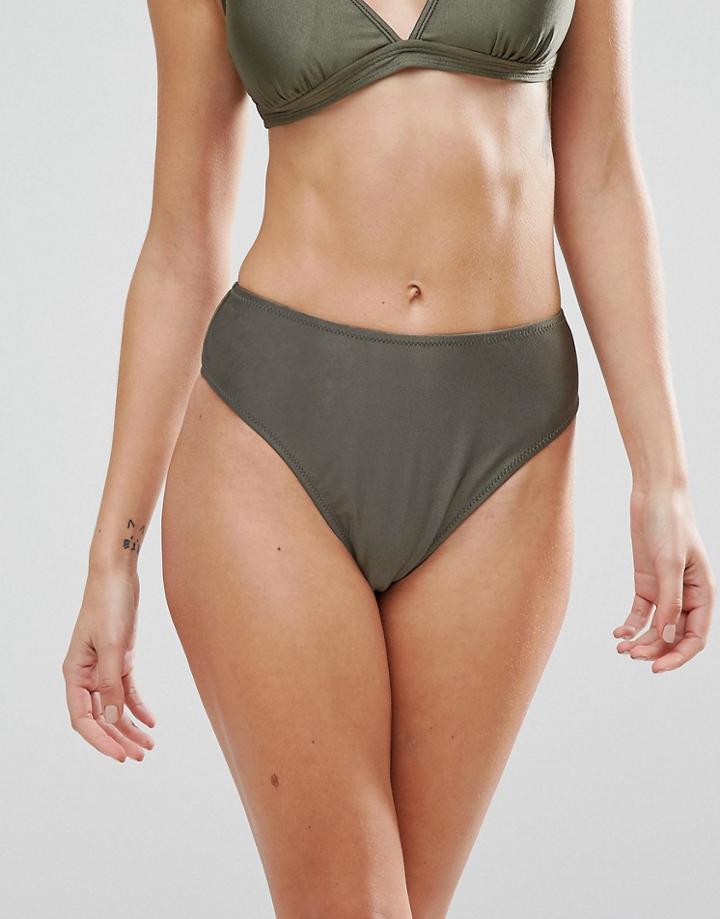 Missguided Mix & Match High Leg High Waist Bikini Bottom - Green
