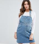 Asos Maternity Denim Overall Dress In Midwash Blue - Blue