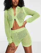 Fashionkilla Crochet Shorts In Mint - Part Of A Set-green