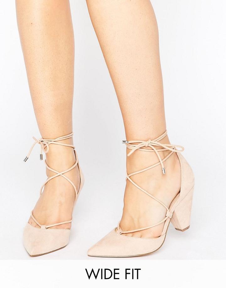 Asos Sinead Wide Fit Lace Up Heels - Beige