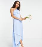 Tfnc Petite Bridesmaid One Shoulder Maxi Dress In Light Blue-blues