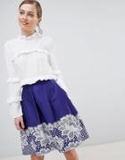Closet London Lace Hem Skirts - Blue