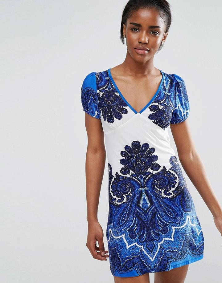 Pussycat London Paisley Print Dress - Blue