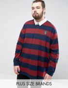 Loyalty And Faith Plus Bold Stripe Rugby Shirt - Navy