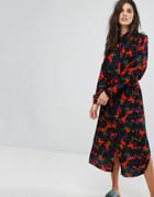 Suncoo Clio Floral Shirt Midi Dress - Multi