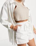 Asos Design Denim Sweatpants Shorts In White Set