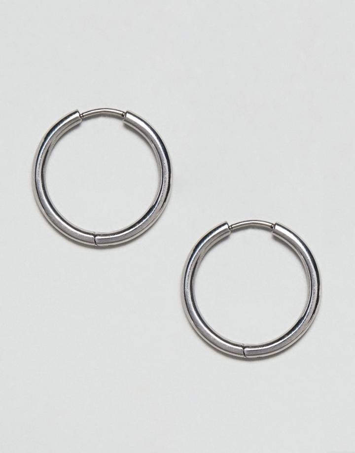 Asos Design Large Hinge Hoop Earrings In Silver - Silver