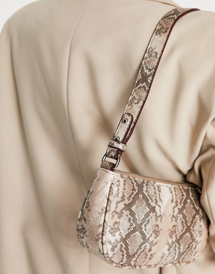 Becksondergaard Snake Print Shoulder Bag In Natural-neutral
