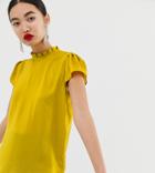 River Island Blouse With Cap Sleeves In Chartreuse - Yellow