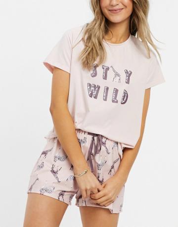 Loungeable 'party Animals' T-shirt With Shorts-neutral