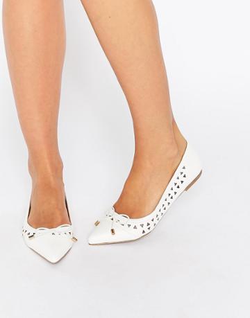Miss Kg Laser Cut Flat Shoe - White
