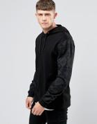 Asos Hoodie With Geo-tribal Sleeve Print - Black