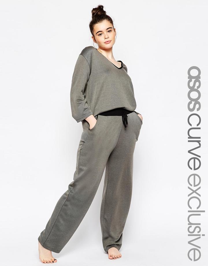 Asos Curve Wide Leg Lounge Pant - Gray