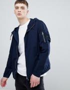 Boss Hooded Zip Through Jacket In Navy - Navy