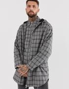 Asos Design Two-piece Parka Jacket In Gray Check