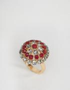 Her Curious Nature Rhinestone Mega Cocktail Ring - Gold