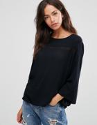 J.d.y. Broderie Anglaise Detail Blouse - Black