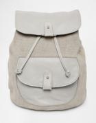 Asos Leather And Suede Embossed Croc Backpack - Gray